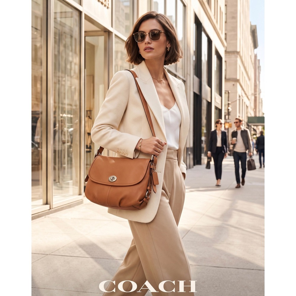 Coach Vintage Legacy Hobo Bag Camel/Orange Pebbled Leather Turnlock Shoulder Bag